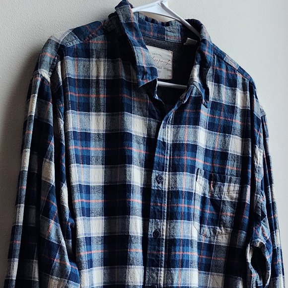 Weatherproof Cream/Blue Plaid Flannel Button Down Shirt Size 3XL - Picture 2 of 14
